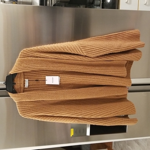 💕NAADAM💕 Cashmere Fisherman Shawl Cardigan  ~ Ginger Brown XL NWT - Picture 7 of 15